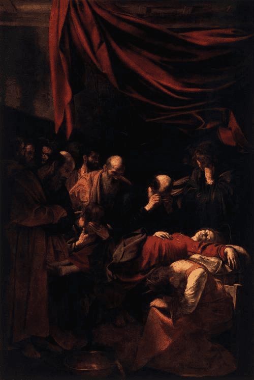Pintura Morte da Virgem, Caravaggio (1602, data disputada)