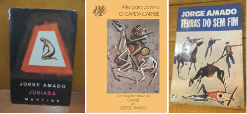 Jorge Amado books with cover illustrated by Carybé