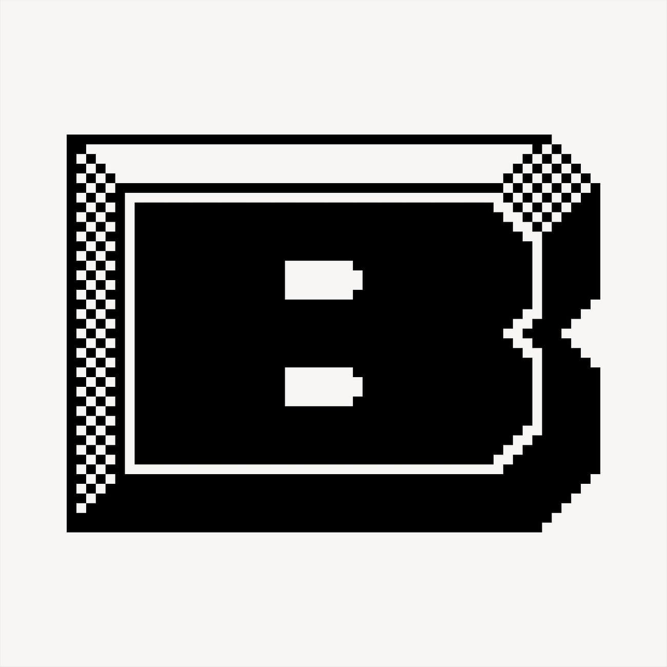 B letter clipart, 8-bit font