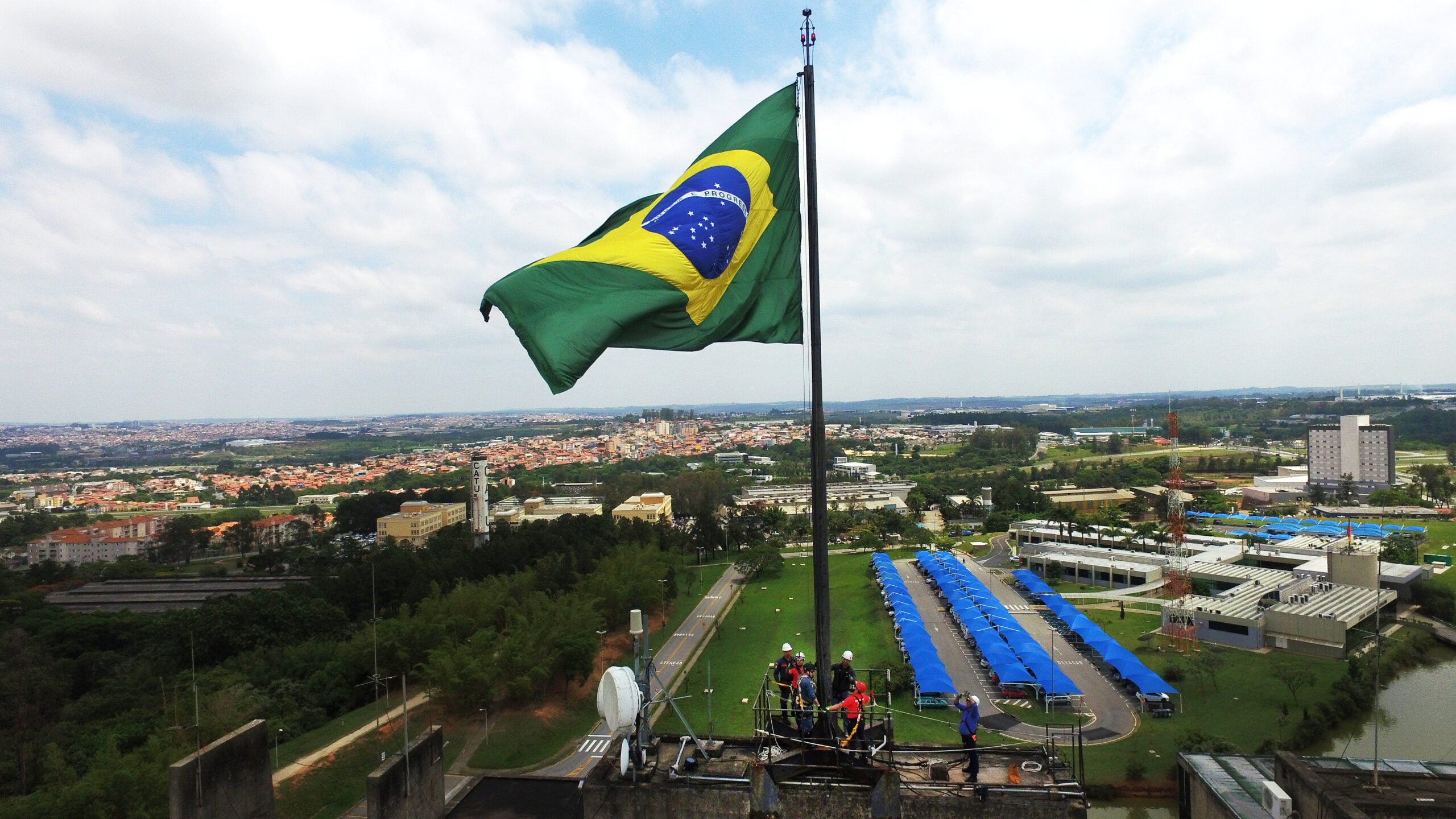 Brazilian flag raised