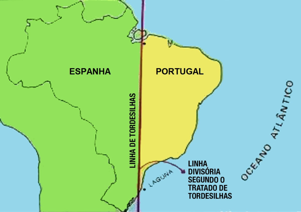 map treaty of tordesillas brazil portugal spain